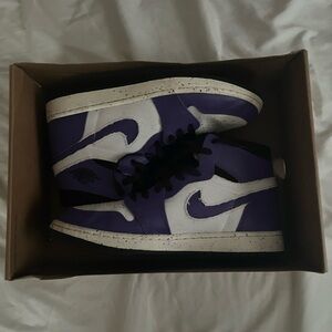 Purple and White High-Top Sneakers